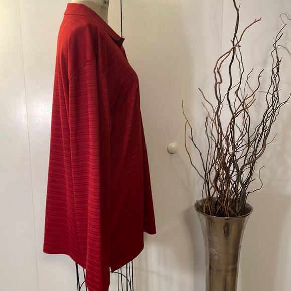 Izod stripe long sleeve golf shirt in red stripe - Picture 5 of 7